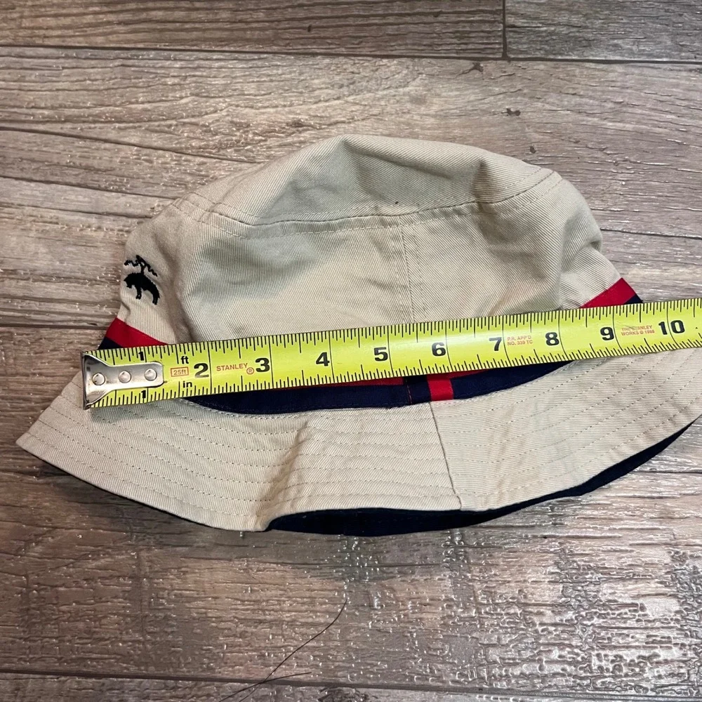 Brooks Brothers Kids Bucket Hat‎ Tan Navy Red Striped Cotton OS